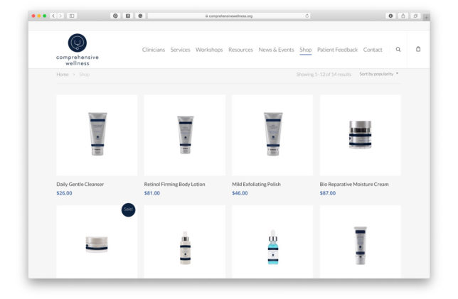 Comprehensive Wellness - Online Store, home page
